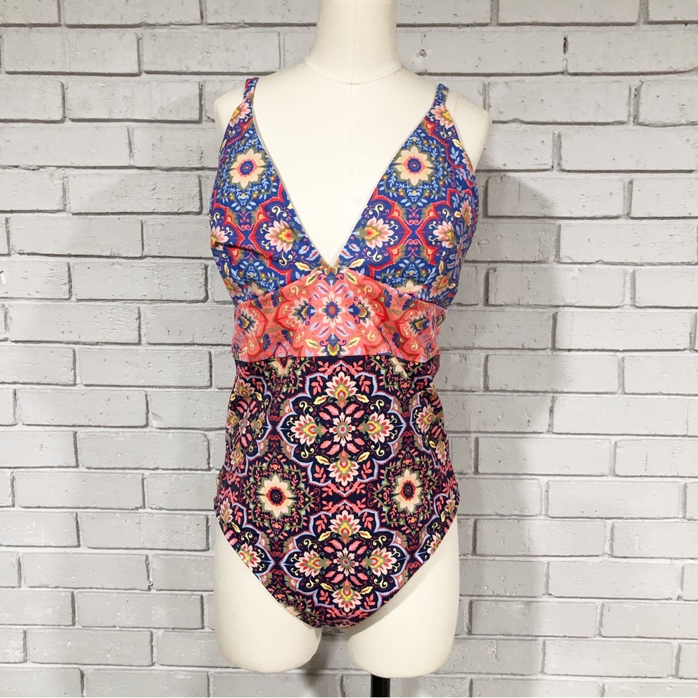 Boden Women’s Arezzo V-neck Panel Moroccan Bloom Swimsuit